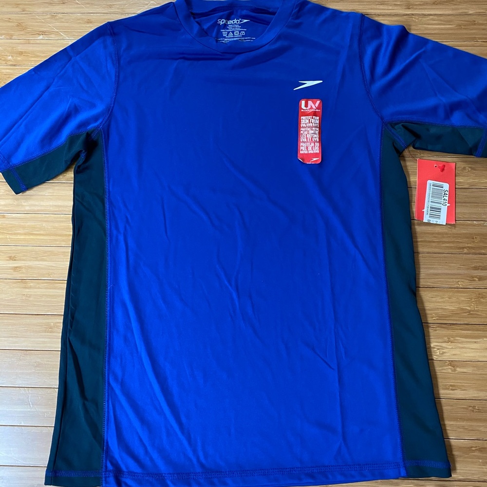 Men’s Speedo Swim Shirt Surf Blue Sz M
